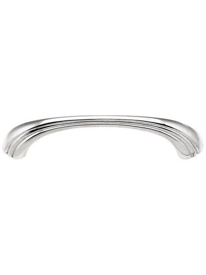 Large Art Deco Pull - 4 inch Center to Center in Polished Nickel.